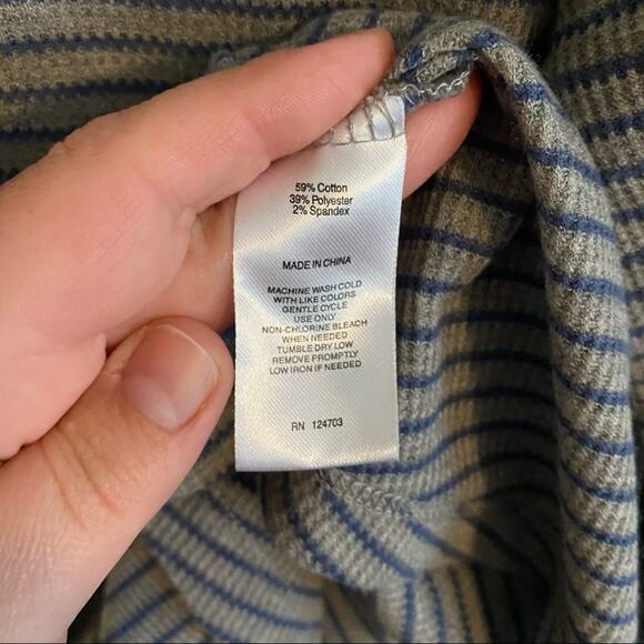 Hannah Blue & Gray Lace Up V-Neck Tunic Top Size Small - Picture 3 of 6